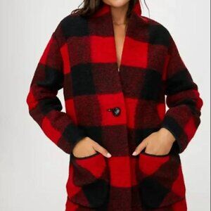 Wilfred Free Off-Duty Jacket Plaid Wool Blend Cocoon Jacket Size Small